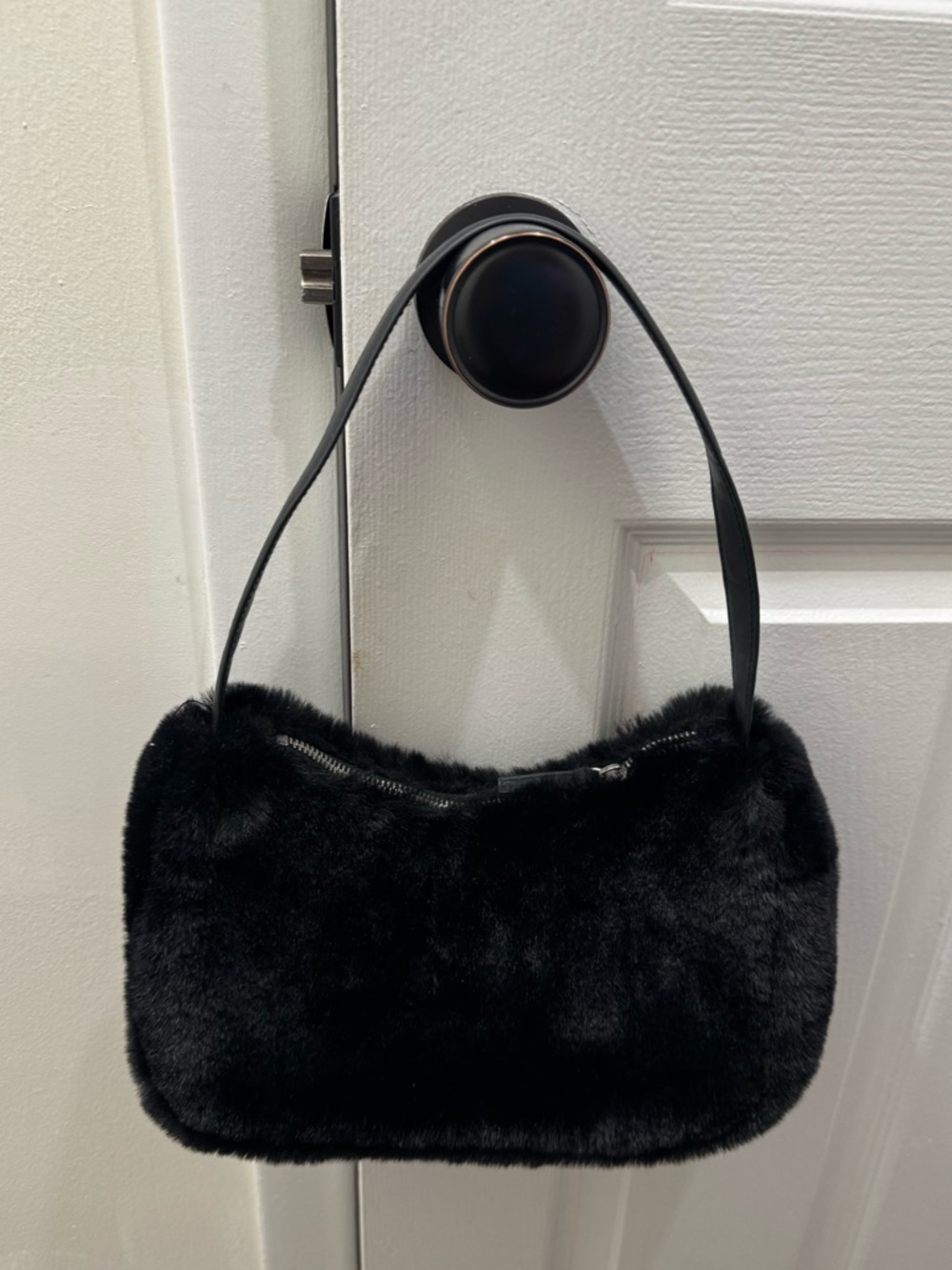 H&M Black Faux Fur Shoulder Bag